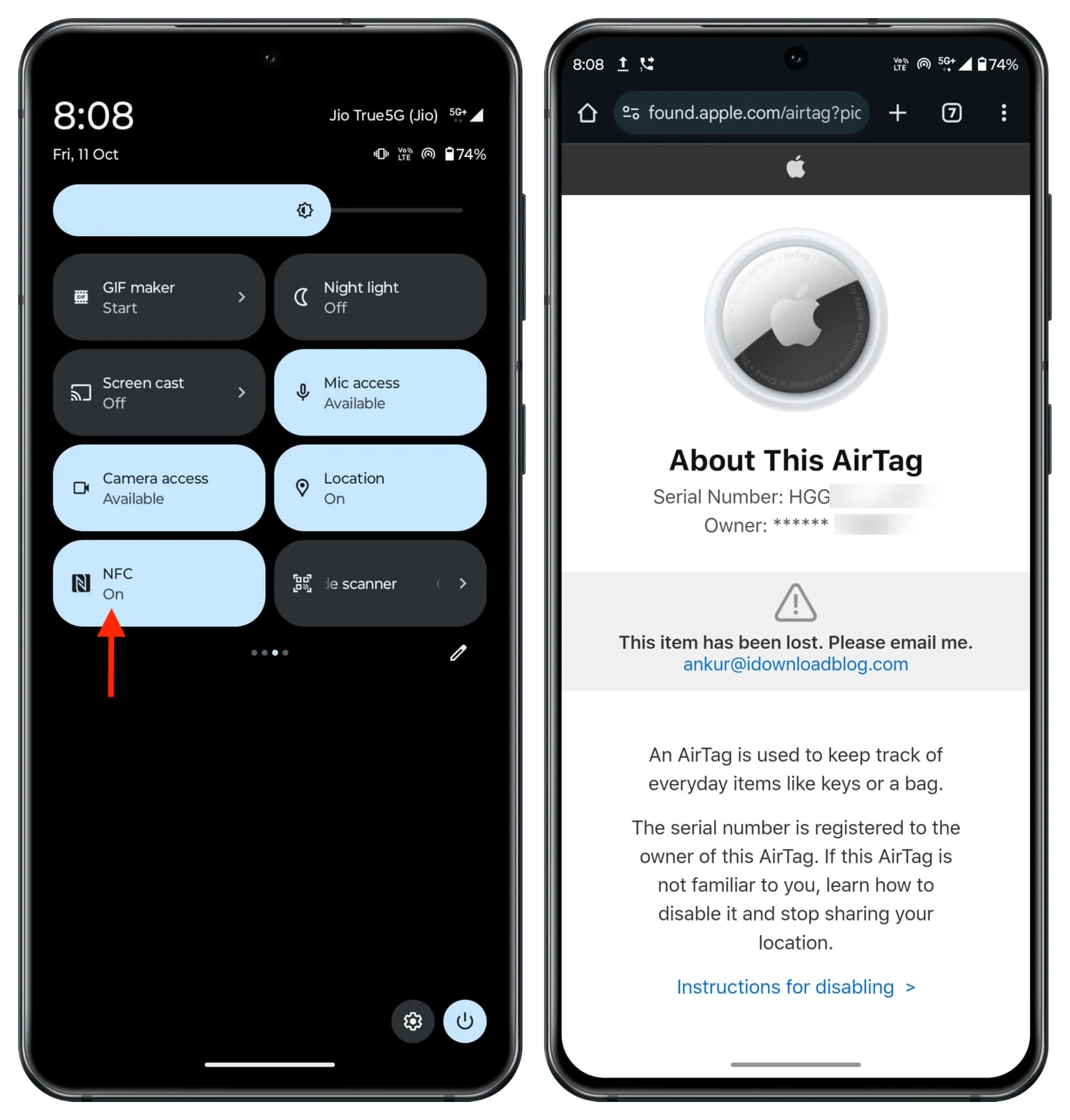 Apple AirTag NFC